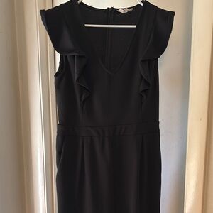 Entro Black Sheath Jumpsuit V-neck Flutter Sleeves